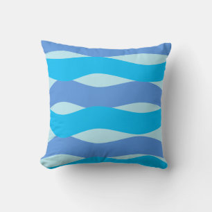 Oreiller jeté à motif de vagues bleues