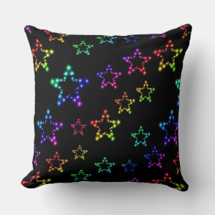 Oreiller jeté à motif d'étoiles arc-en-ciel