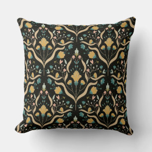 Oreiller jeté à motif floral sombre folklorique
