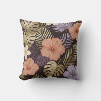 Oreiller jeté à motif floral tropical