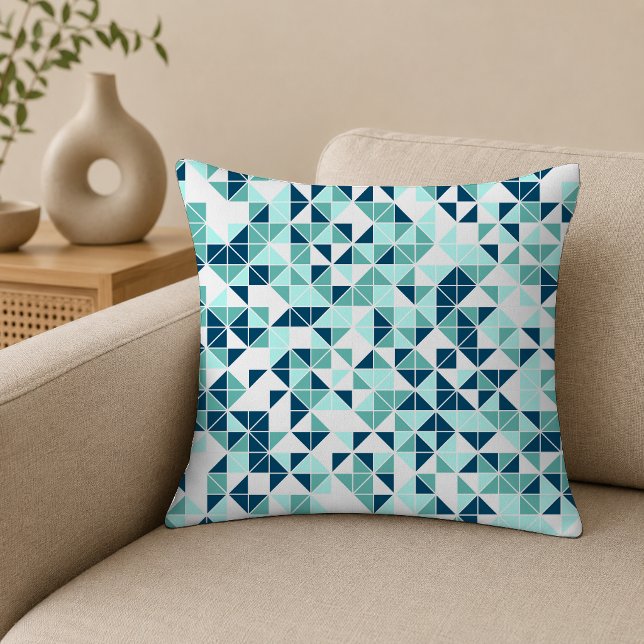 Oreiller jeté à motif géométrique moderne sarcelle (Créateur téléchargé)