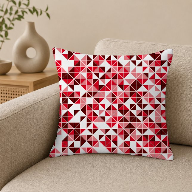 Oreiller jeté à motif géométrique rouge moderne (Créateur téléchargé)
