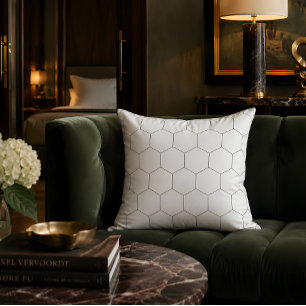 Oreiller jeté à motif hexagonal minimaliste modern