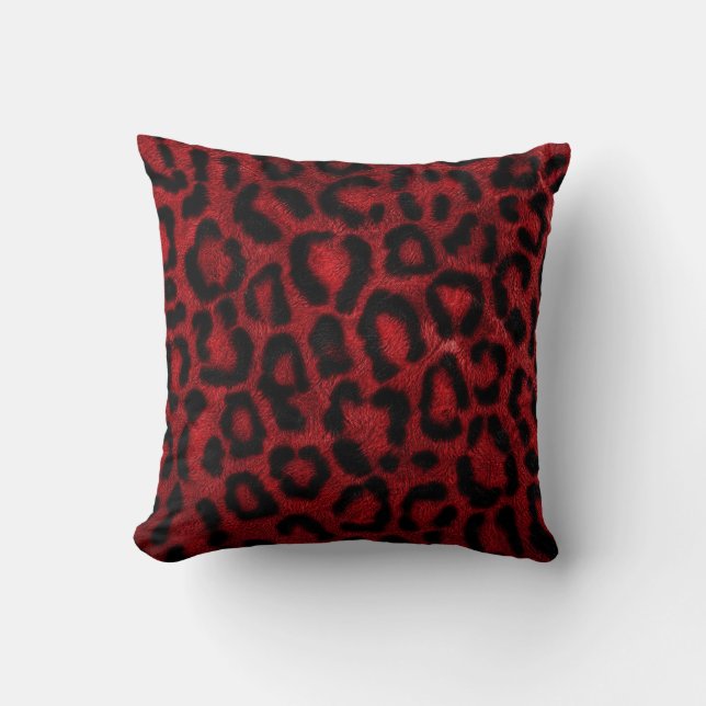 Oreiller jeté à motif imprimé léopard rouge (Recto)