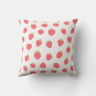 Oreiller jeté à motif mignon de fraises