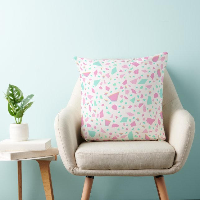 Oreiller jeté à motif terrazzo pastel rétro (Chaise)