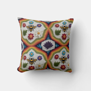 Oreiller jeté à motif tricoté Fair Isle arc-en-cie
