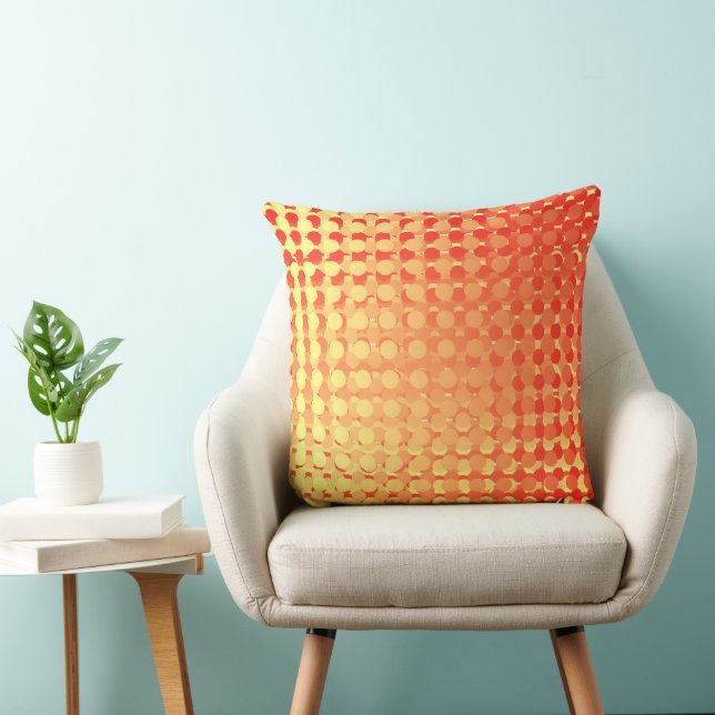 Oreiller jeté à points rouges jaunes multicouches (Chaise)
