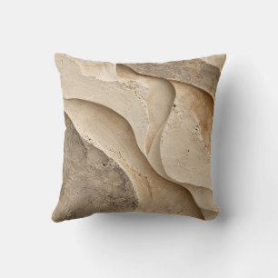 Oreiller jeté abstrait à texture de pierre beige o