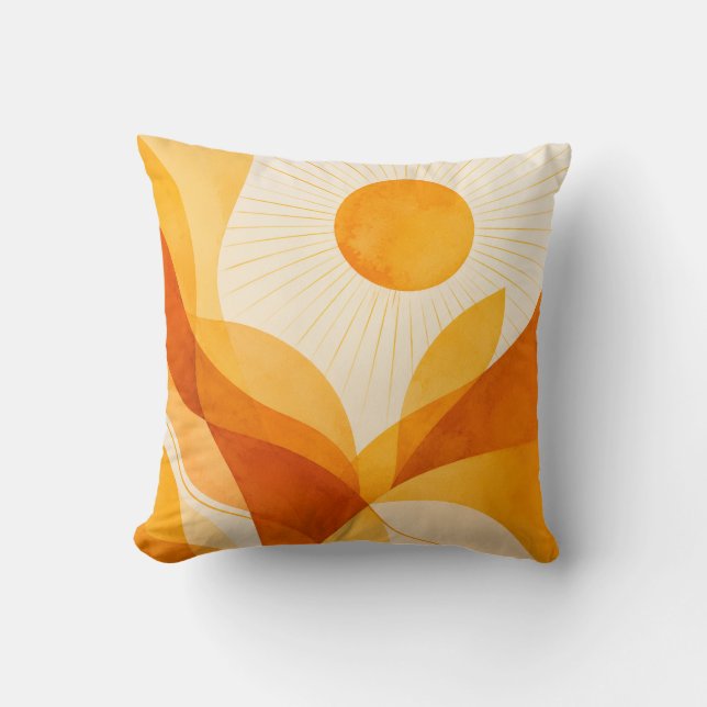 Oreiller jeté abstrait Golden Sunrise (Recto)