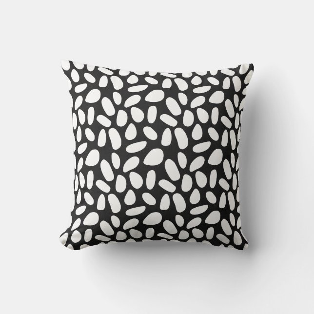 Oreiller jeté abstrait moderne motif noir et blanc (Recto)