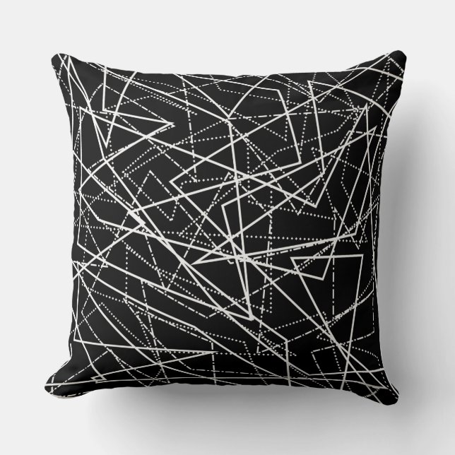 Oreiller jeté abstrait noir et blanc moderne (Recto)
