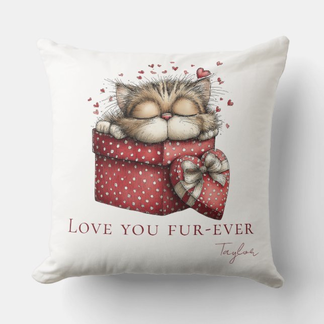 Oreiller jeté Amour de chaton endormi Fur-Ever (Recto)