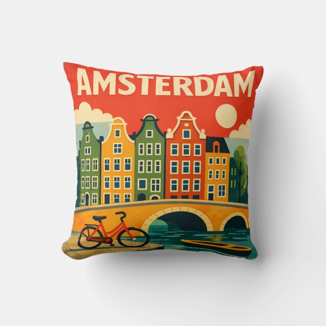Oreiller jeté Amsterdam Maisons de canal (Recto)