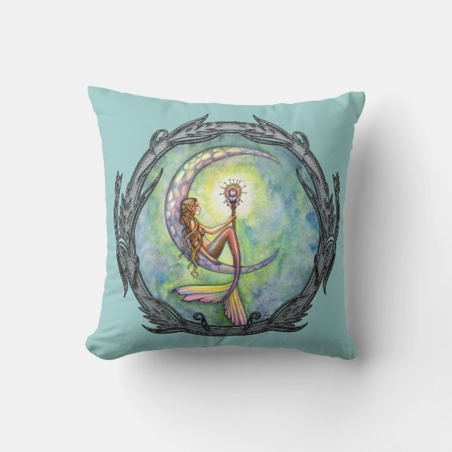 Oreiller jeté Art Fantastique Lune Sirène (Recto)