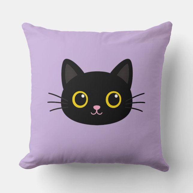 Oreiller jeté au visage de chat noir mignon – Ca L (Recto)