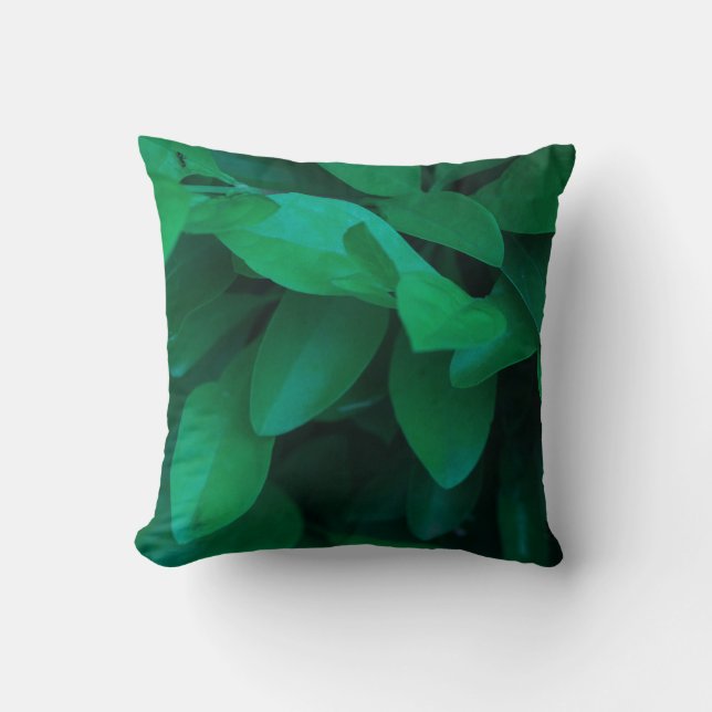 Oreiller jeté aux feuilles de plante vert pâle (Recto)