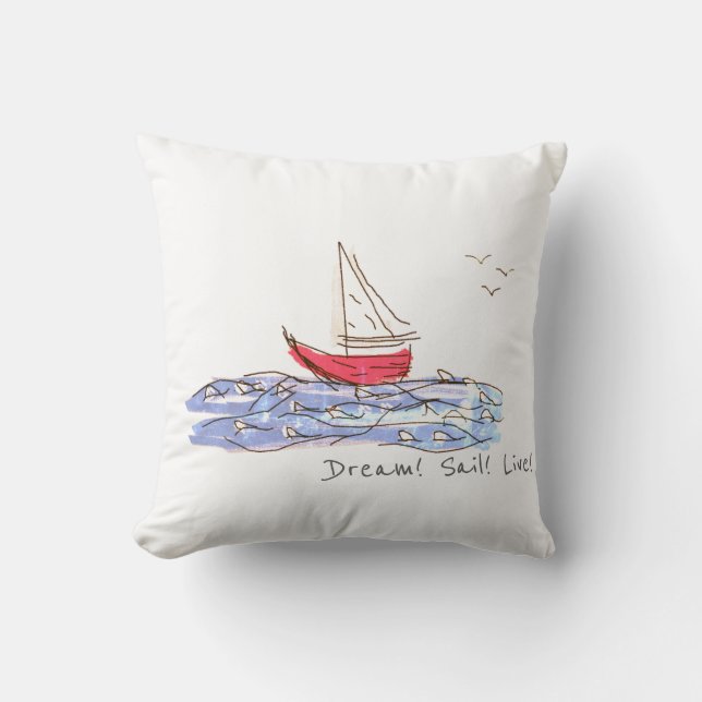 Oreiller Jeté aux Mouettes de Bateau de Mer Rêve V (Recto)