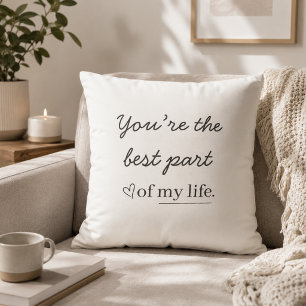 Oreiller jeté avec citation romantique moderne