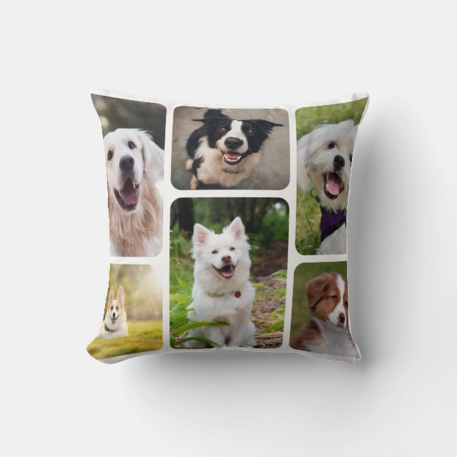 Oreiller jeté avec collage de photos de chien pers (Recto)