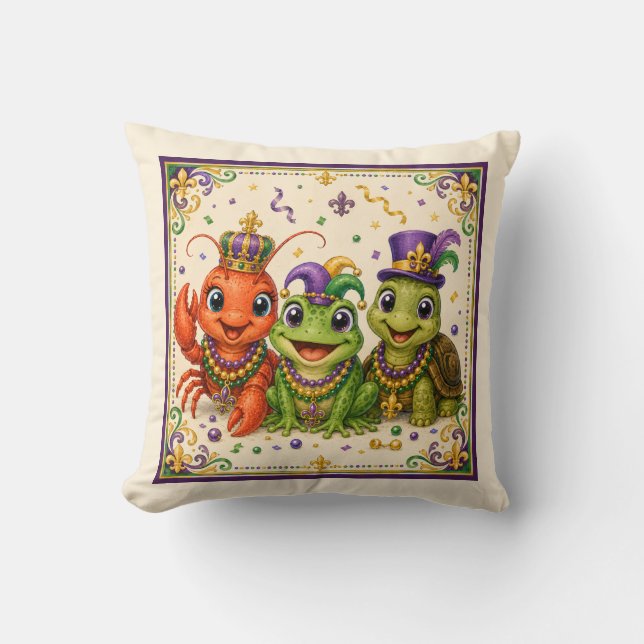 Oreiller jeté avec des animaux mignons du bayou du (Recto)