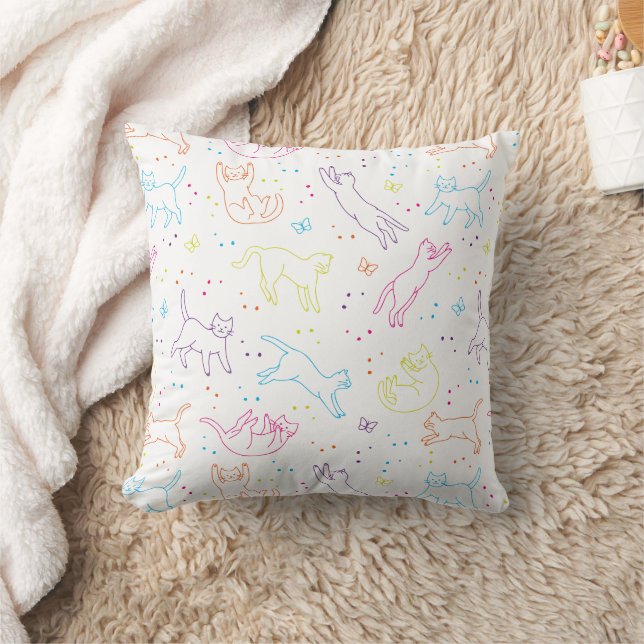 Oreiller jeté avec des chats mignons et heureux de (Couverture)