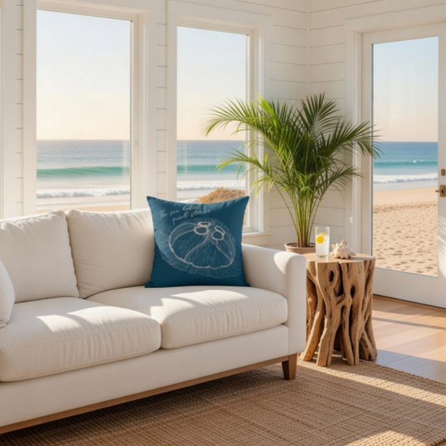 Oreiller jeté avec illustration de méduse dessinée (Créateur téléchargé)