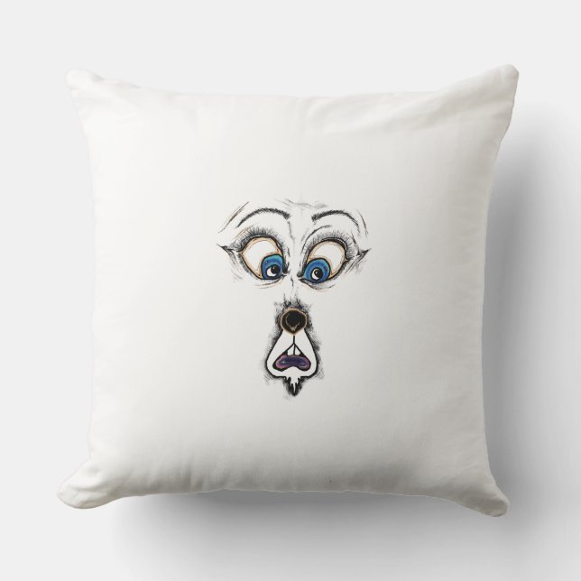 Oreiller jeté avec illustration de visage de chien (Recto)