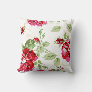 Oreiller jeté avec impression de rose rouge sur fo