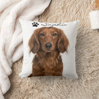 Oreiller jeté avec photo de dachshund personnalisé