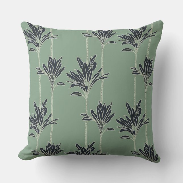 oreiller jeté avec plantes de feuille de ti à moti (Recto)