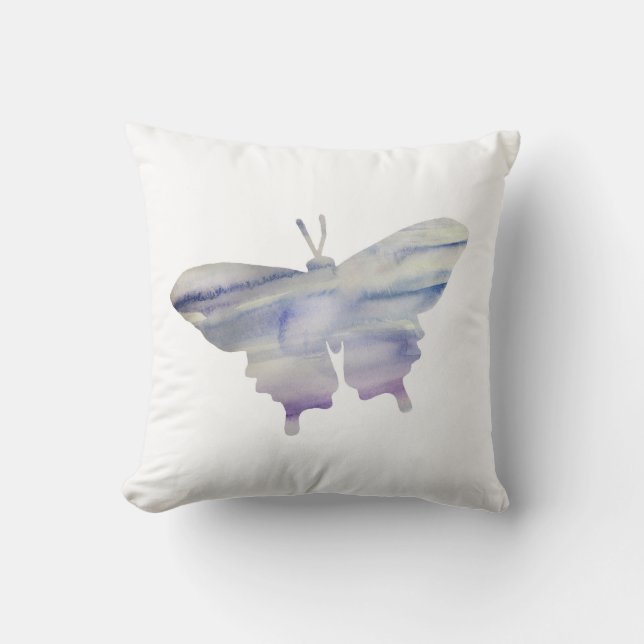 Oreiller jeté avec silhouette de papillon violet p (Recto)