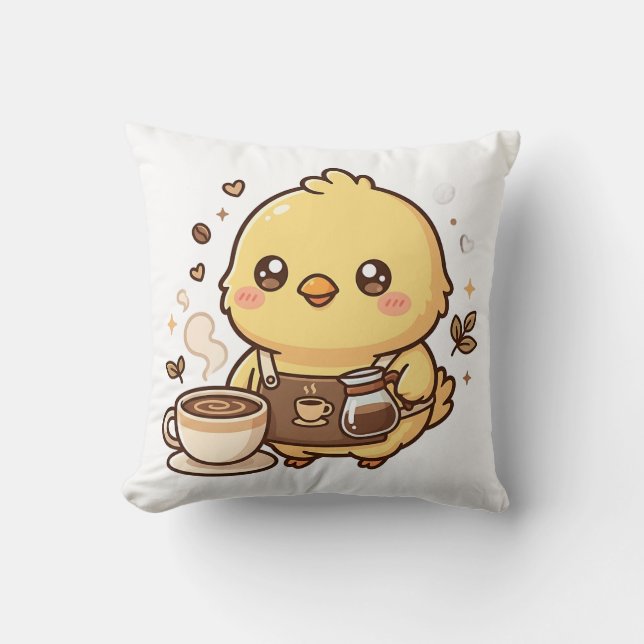 Oreiller jeté Barista Poulette Mignonne (Recto)
