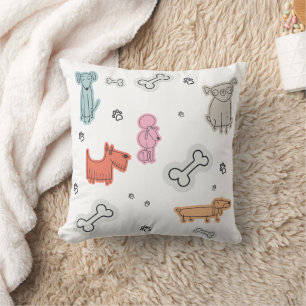 Oreiller jeté bébé chiens de dessin animé mignons