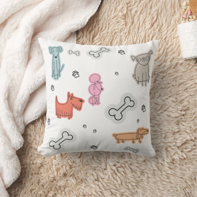 Oreiller jeté bébé chiens de dessin animé mignons (Couverture)
