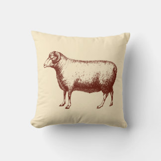 Oreiller jeté beige rustique de mouton de bélier v