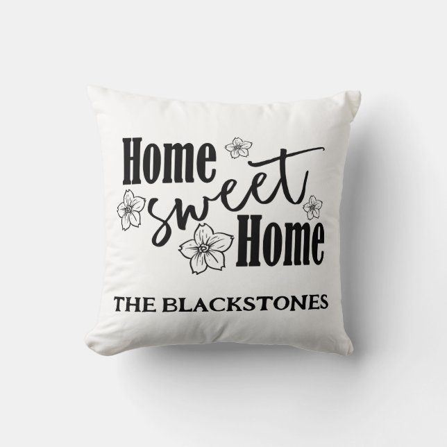 Oreiller jeté blanc Home Sweet Home (Recto)
