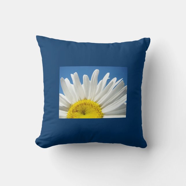 Oreiller jeté bleu Fleur de marguerite blanche Cie (Recto)