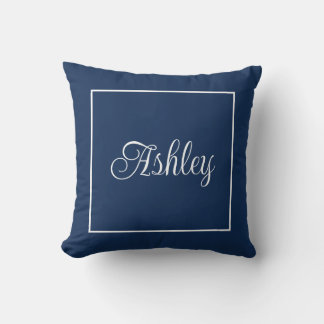 Oreiller jeté bleu marine monogrammé