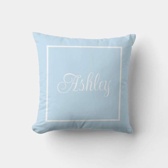 Oreiller jeté bleu monogrammé (Recto)