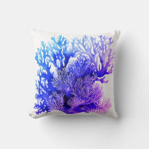 Oreiller jeté bleu violet rose corail Maison de pl