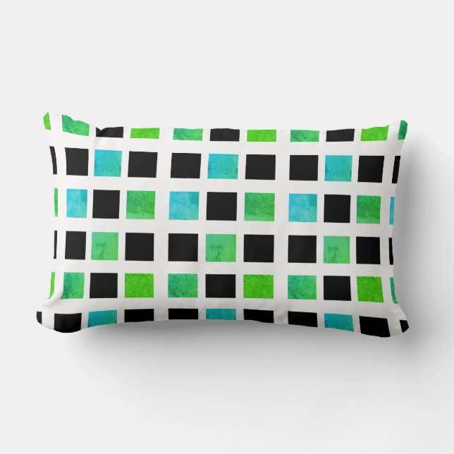 Oreiller jeté blocs verts noirs abstraits Coussin (Recto)