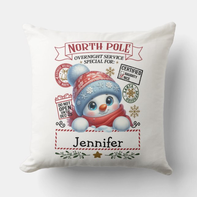 Oreiller jeté bonhomme de neige mignon (Recto)
