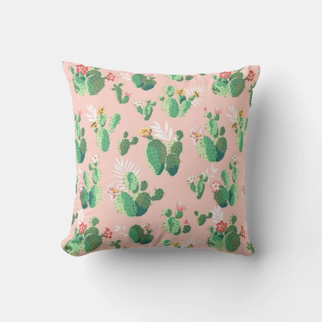Oreiller jeté Cactus rose et sarcelle Sud-Ouest (Recto)