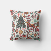 Oreiller jeté cadeau arbre de Noël vintage