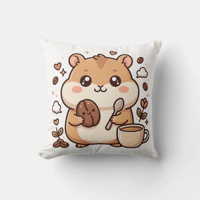 Oreiller jeté Café Hamster Mignon (Recto)