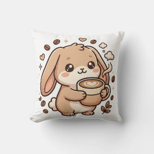 Oreiller jeté Café Lapin Mignon
