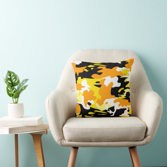 Oreiller jeté camouflage orange (Chaise)
