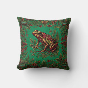Oreiller jeté centré sur la grenouille de la forêt