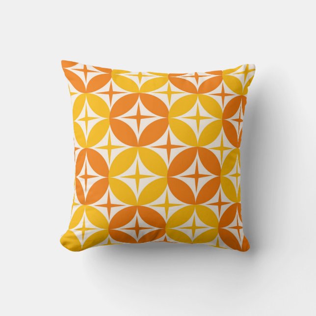 Oreiller jeté Cercles Rétro Orange Et Jaune (Recto)